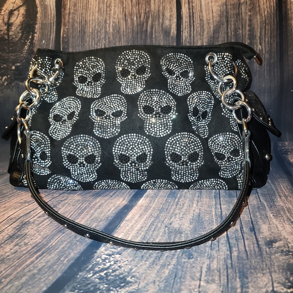 Skull Rhinestone Purse with Conceal Carry Pocket